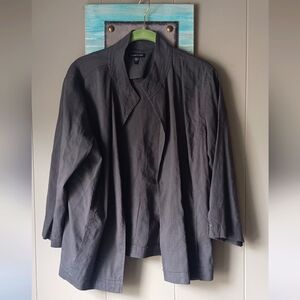EILEEN FISHER Linen Blend Open Front Blazer Jacket Size L⚘️